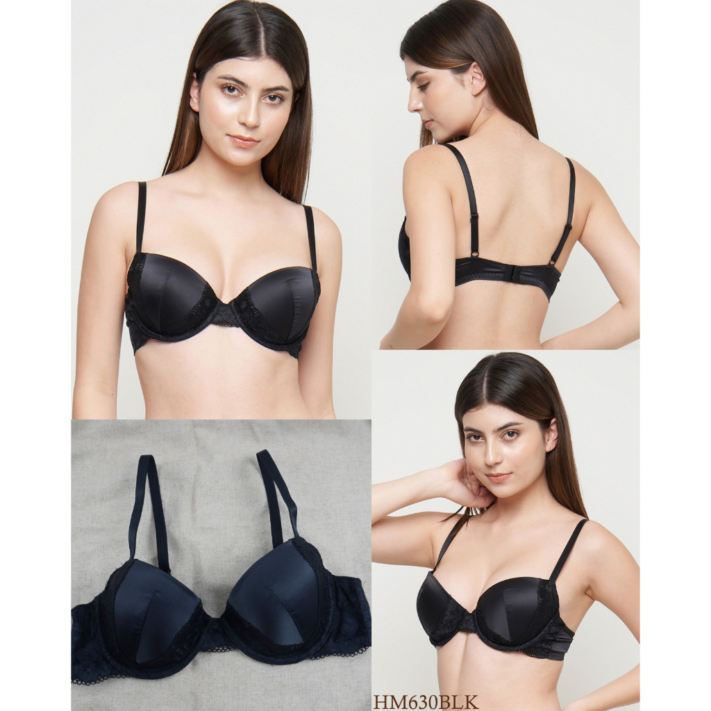 Bra Wanita Kawat Busa Tipis HM.Swedia Cup 3/4 Mix Lace Bahan Satin 34B 36B 38B Underwire / Pakaian D