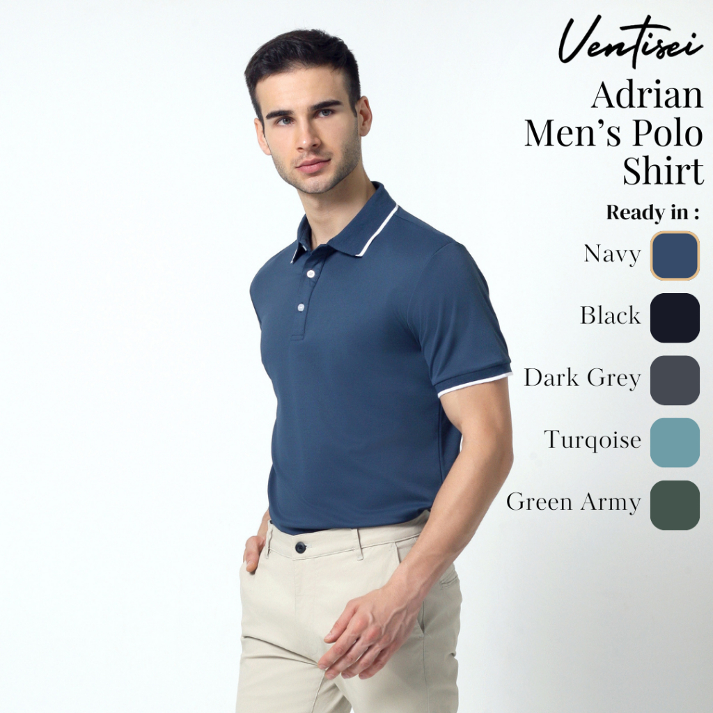 Ventisei Adrian Polo Shirt Navy / Kaos Polo Pria Navy / Kaos Polo Nylon Spandex Navy Navi