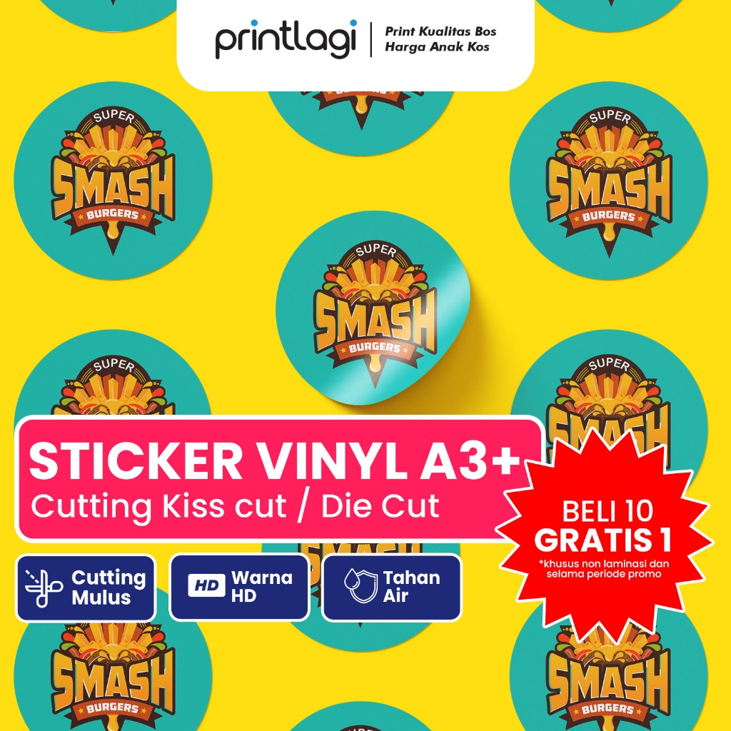 

Stiker Vinyl A3+ / Cetak Stiker Kemasan Makanan dan Minuman / Cutting Bentuk - Kiss Cut & Die Cut