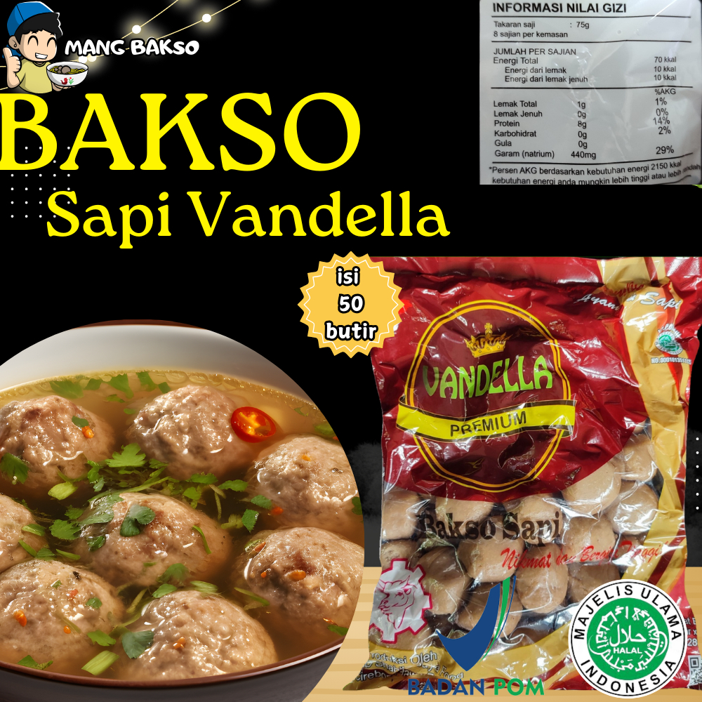 

Bakso VANDELLA Daging Sapi Asli Isi 60 Butir