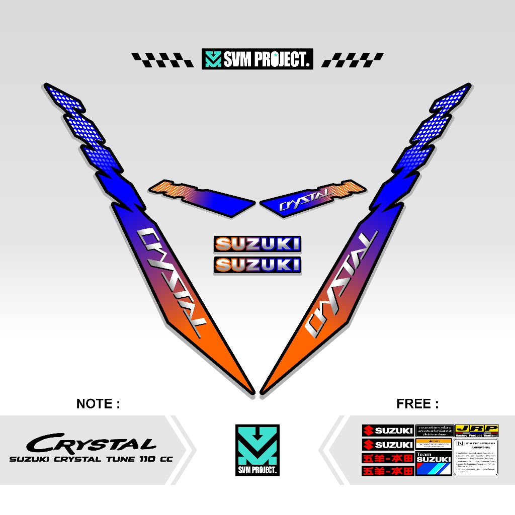 STRIPING SUZUKI CRYSTAL TUNE MOTIF X16 STICKER CRYSTAL TUNE CUSTOM STIKER LIS BODY MOTOR CRYSTAL ORI