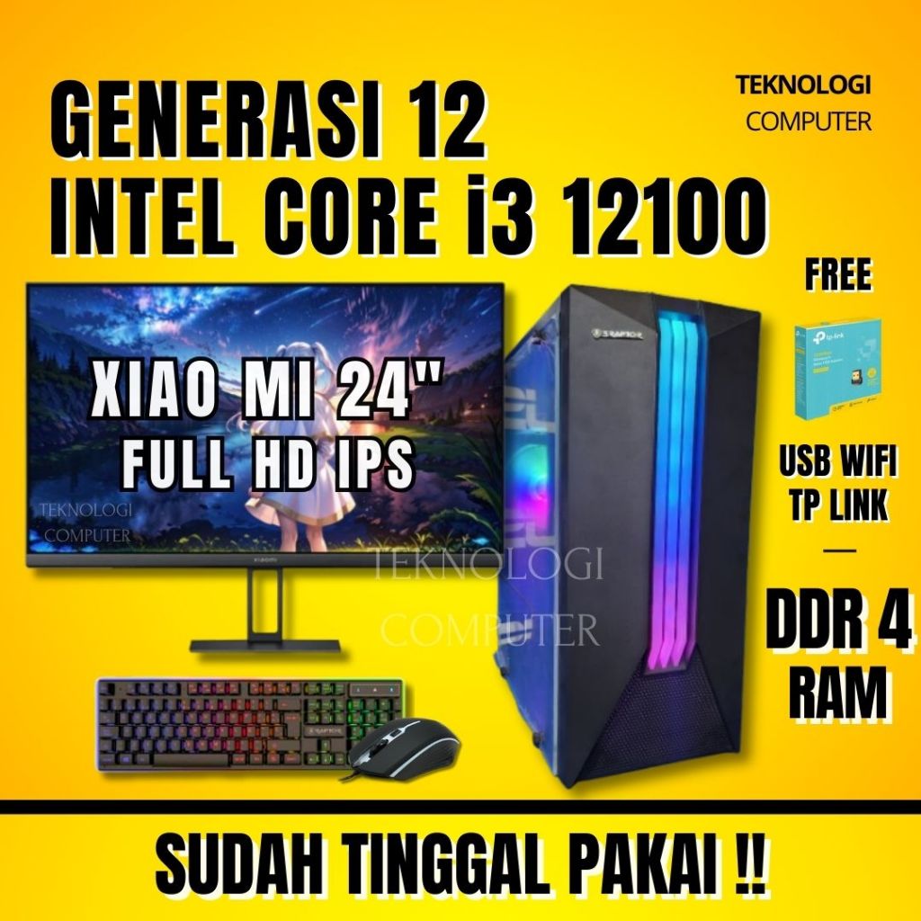 Core i3 12100 ‖ Gen 12 ‖ Full Set ‖ PC Rakitan ‖ Komputer CPU ‖ Kantor