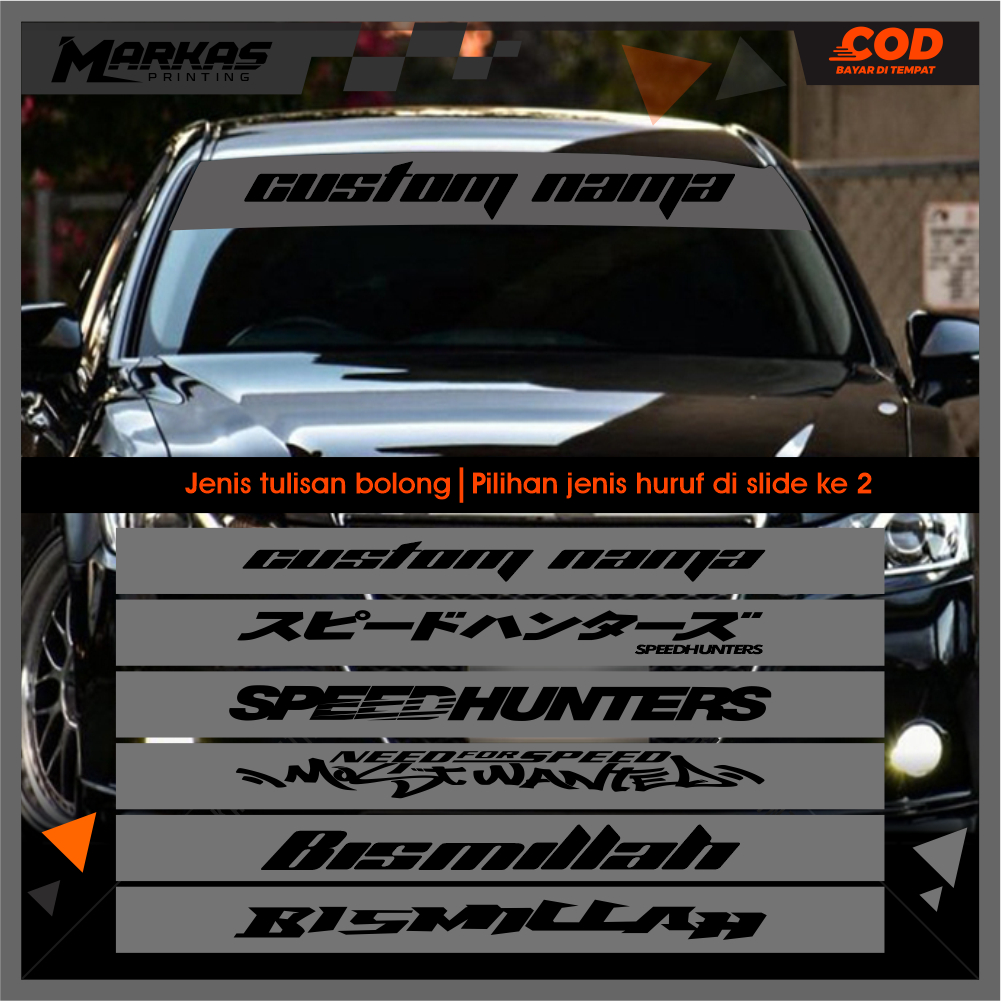 Stiker Kaca Mobil Depan (Bisa Costum dan Request ) STICKER NAMA MOBIL VARIASI KEREN