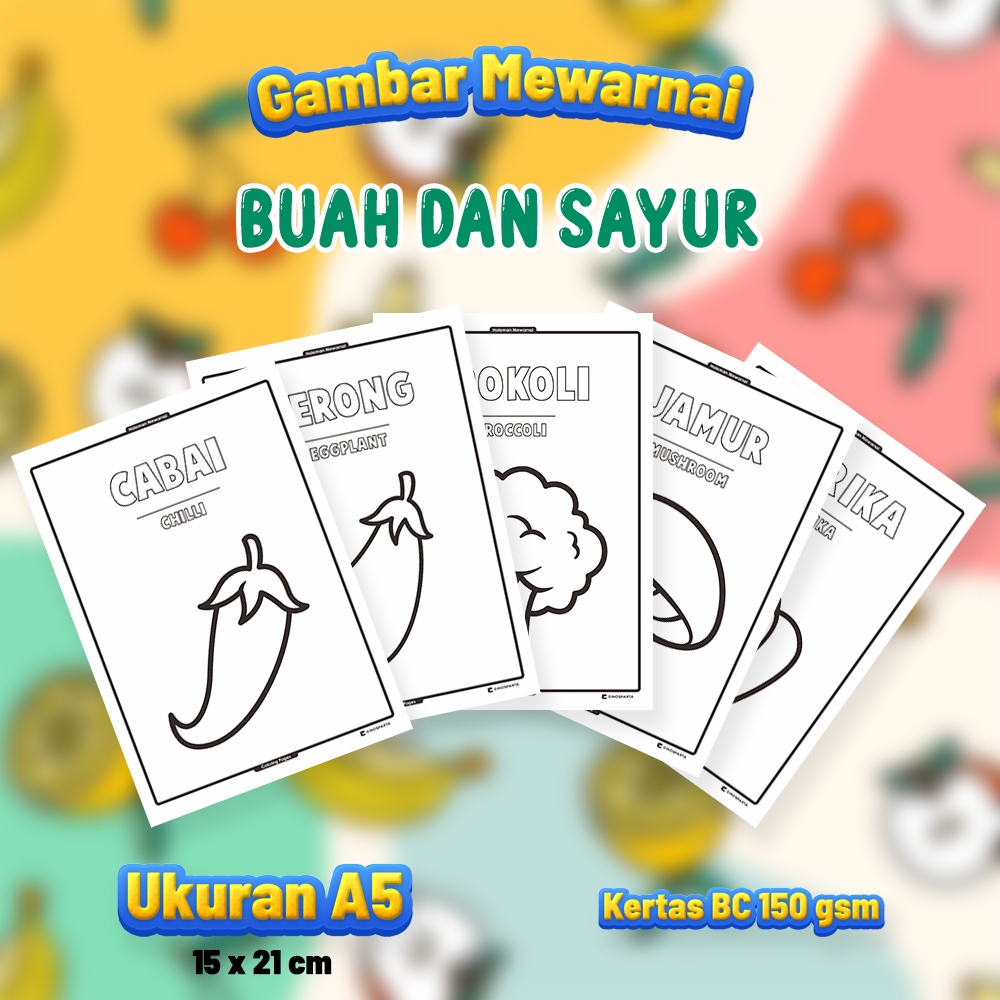 

Gambar Mewarnai BUAH DAN SAYUR Isi 15 Lembar Kertas BC Tebal