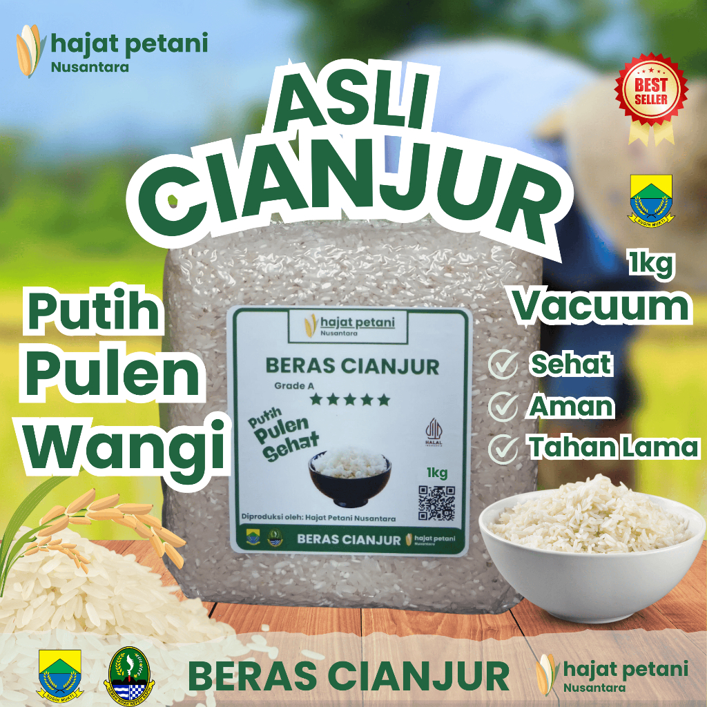 

Beras Premium Cianjur Pulen Putih Wangi 1KG