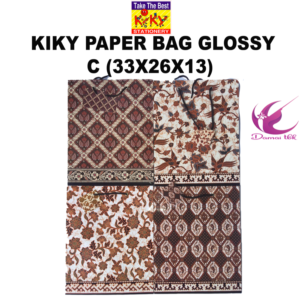 

(1Pak Isi 10) Paper Bag Glosy Batik Kiky Ukuran (C ) 33x26x13