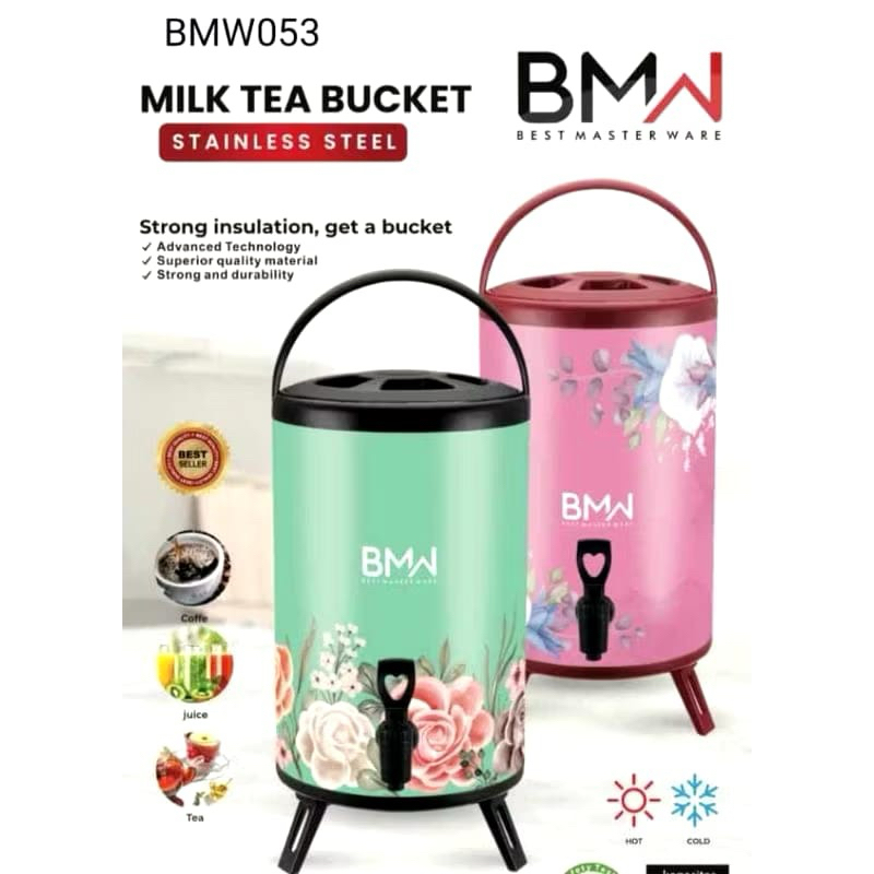 MILK TEA BUCKET TERMOS TUAS KERAN/ DRINK JAR KAPASITAS BESAR MOTIF