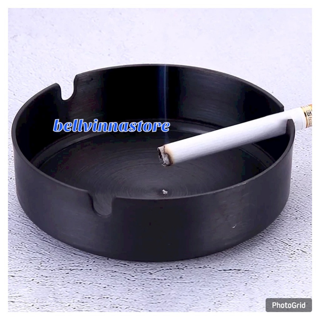 Asbak Rokok Cigar Short Round Ashtray Stainless Steel - Slyz23 - Black