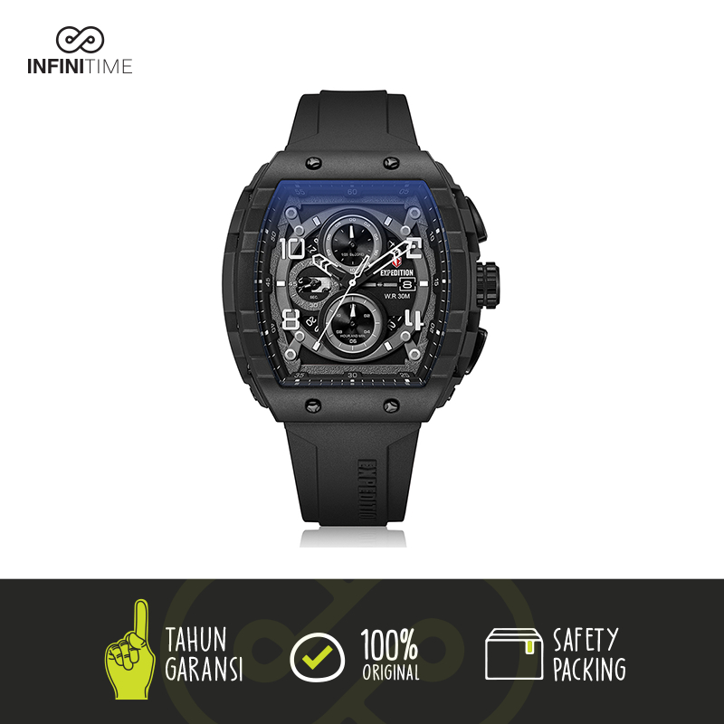 Jam Tangan Expedition E 6782 E6782 Full Black Pria Full Rubber