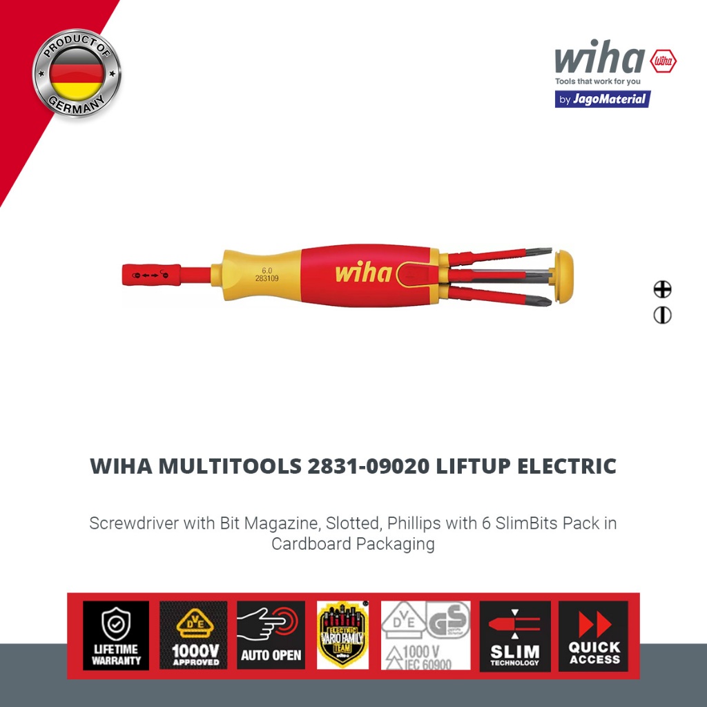 Wiha Insulated Multitools SB 2831-09020 Liftup Electric - Obeng Listrik Set Insulasi