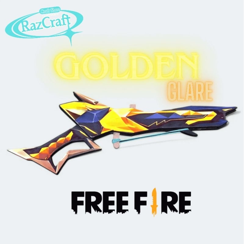 Mainan Anak Shotgun SG 2 Kayu Golden Glare FreeFire FF Peluru Karet