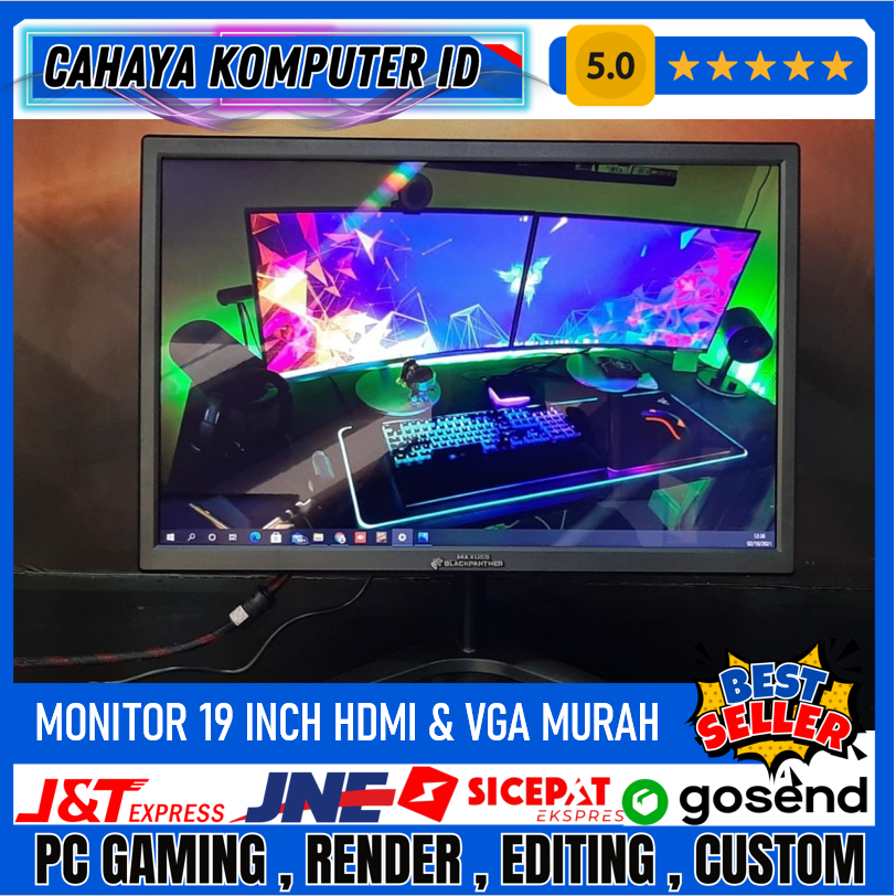 Monitor LED Maxuss Blackpanther 19" HD VGA HDMI MURAH BERGARANSI