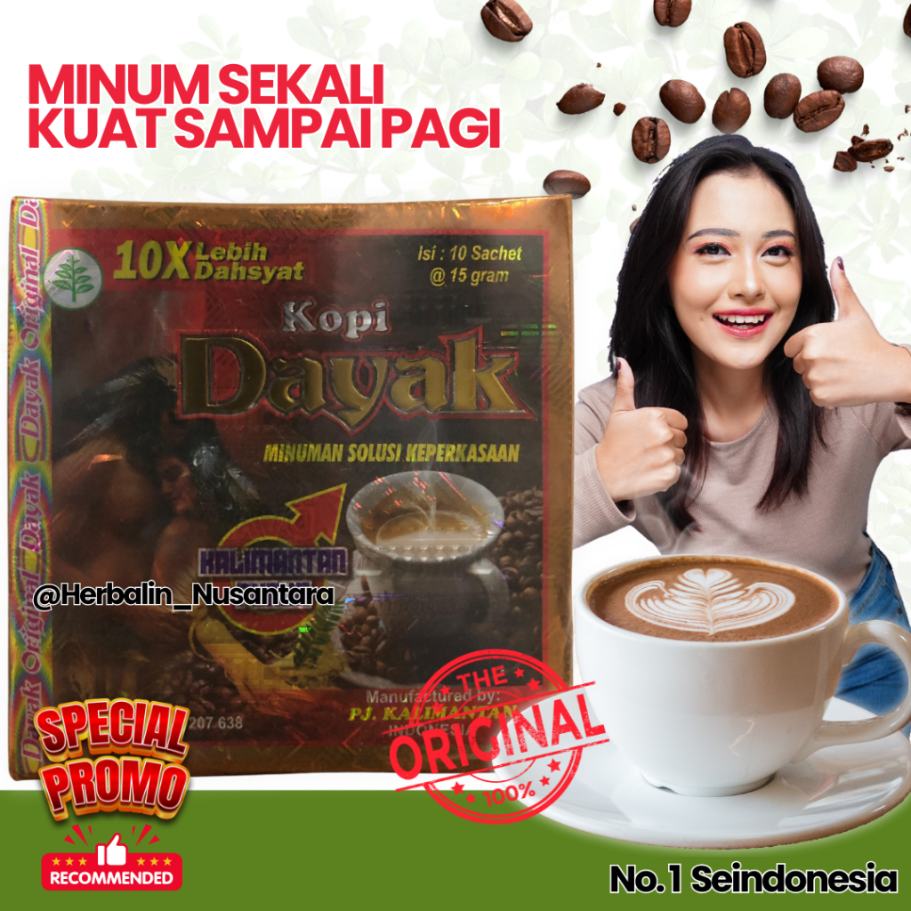 

Kopi Instan Dayak Original 20 Sachet Stamina Pria Dewasa Asli Coffee Serbuk