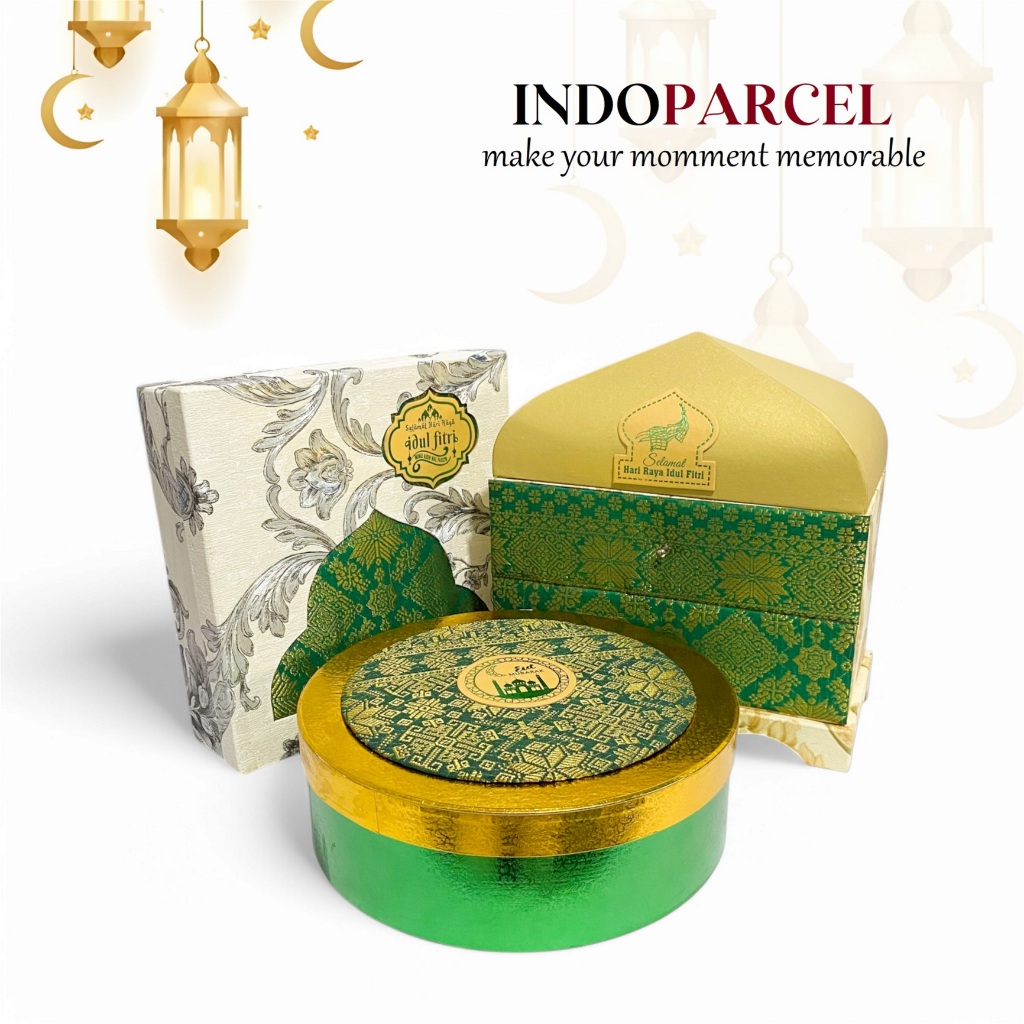 INDOPARCEL - Eid Heritage Box Hard Box Songket Edisi Lebaran Tempat Penyimpan 3-4 Toples Kue Kering 