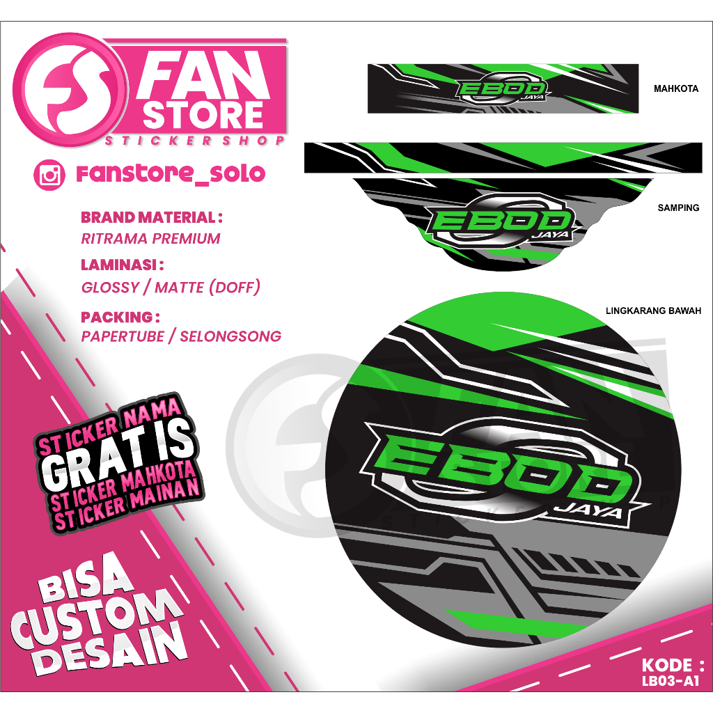 STIKER SANGKAR BURUNG VARIASI LOVE BIRD_TEBOK STIKER SANGKAR LOVE BIRD MOTIF EBOD JAYA HIJAU HITAM_K