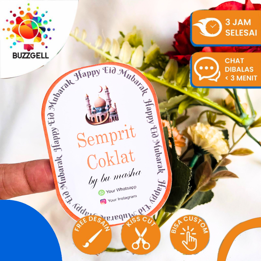 STIKER OVAL STICKER KEMASAN TOPLES KUE KERING IDUL FITRI LEBARAN HAMPERS SUDAH CUTTING