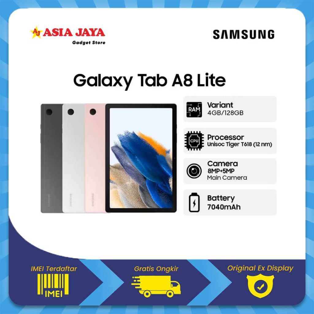 [Ex Display] Samsung Galaxy Tab A8 LTE WIFI Ram 4/128GB Kelengkapan Fullset Original Samsung