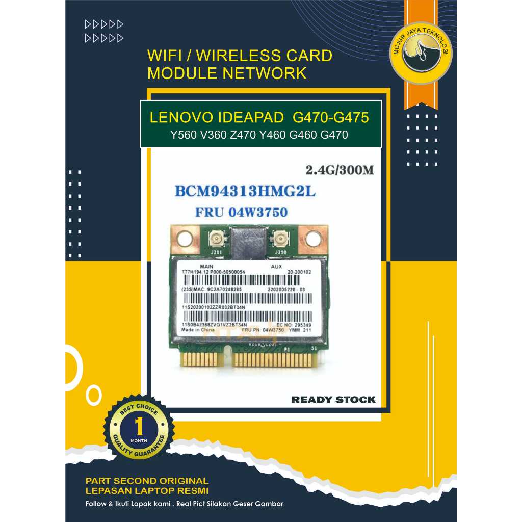 Wifi Wireless WLAN Card Laptop BCM94313HMG2L dan AR5B95 Lenovo G470 G475 G460 G480 G485 Z470 Y460