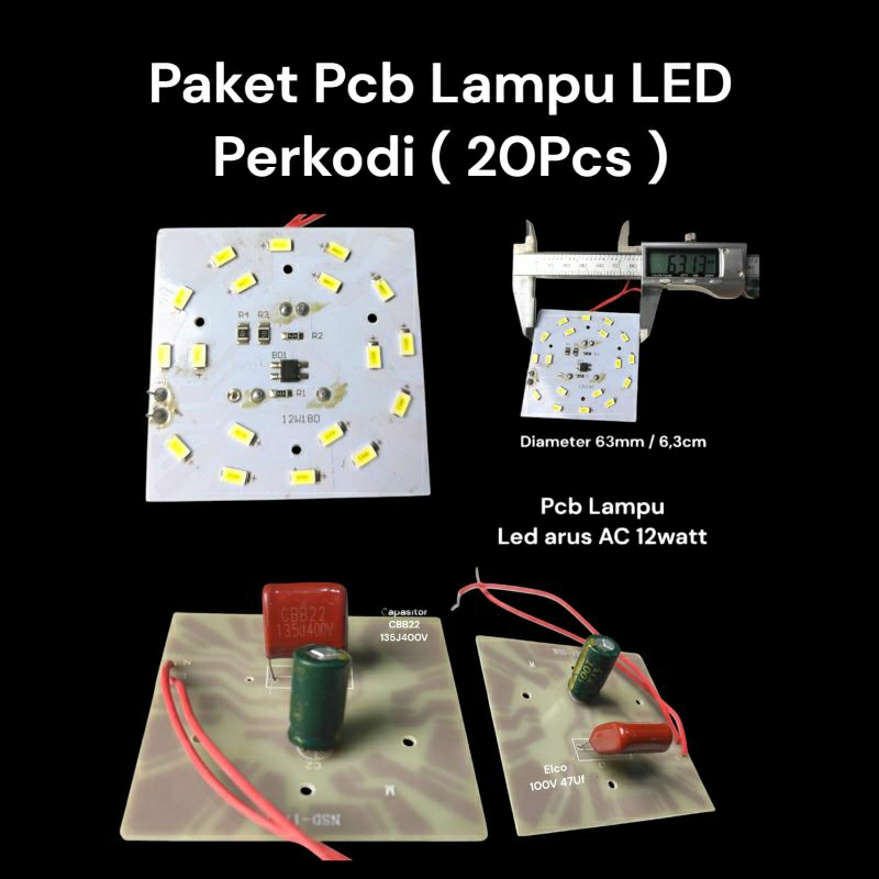 Pcb Lampu LED 12watt Perkodi isi (20Pcs)