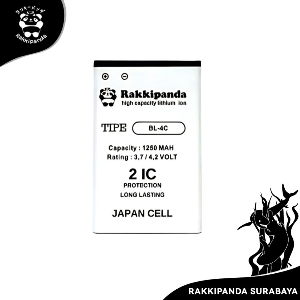 Baterai Rakkipanda BL-4C Nokia 1202 / 2650 / 5100 / 6100 / 6300 / 7200 / 7270