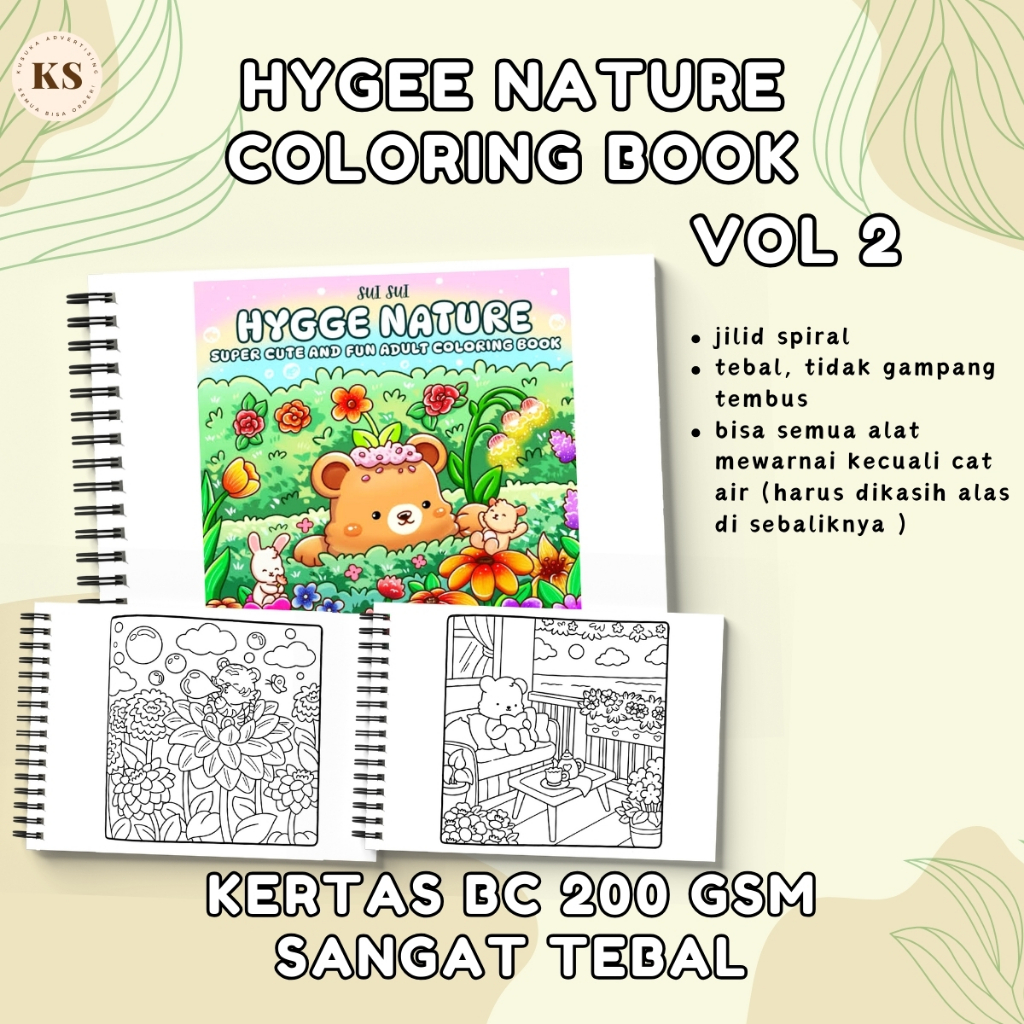

HYGGE NATURE VOL 2 Coloring Book for Adults and Kids for Relaxation Buku Mewarnai Remaja Dewasa