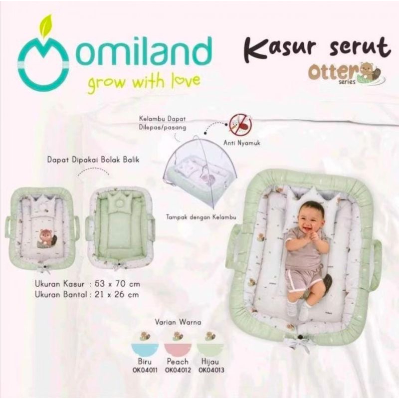 Kasur/tilam serut bayi Omiland + kelambu motif Alpaca dan Panda