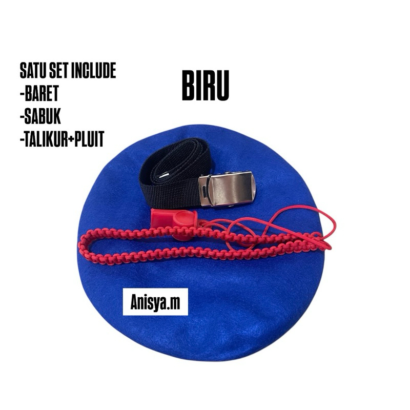 AKSESORIS/ATRIBUT TNI AU ANAK/TOPI BARET BIRU ANAK+GESPER+TALIKUR PLUIT