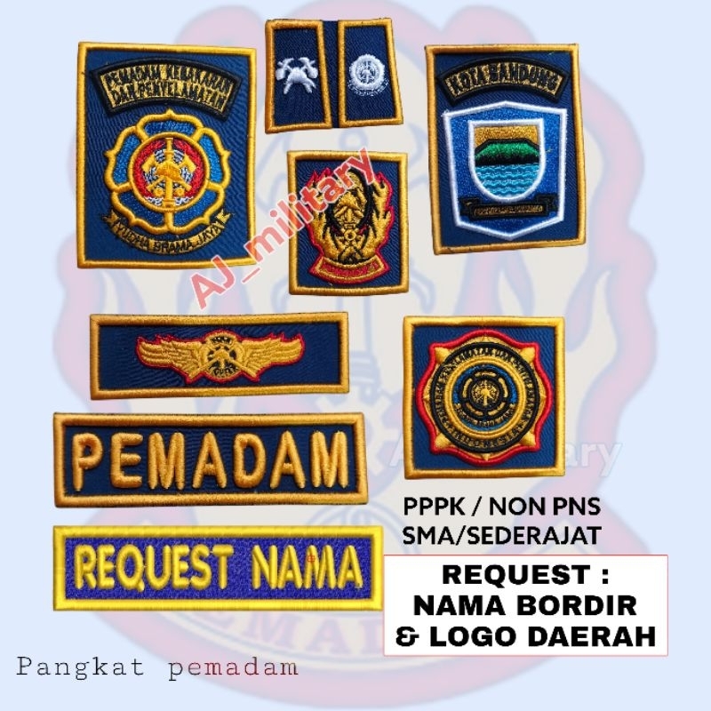 ATRIBUT PEMADAM KEBAKARAN DAMKAR BORDIR TIMBUL BAHAN DASAR LUSTER KUALITAS BAGUS