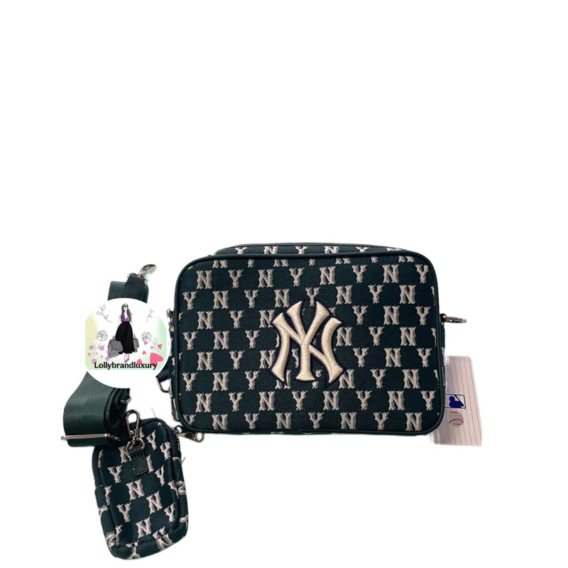 MLB NEW YORK YANKEES MONOGRAM JACQUARD GREEN CROSSBODY BAG 100% ORIGINAL