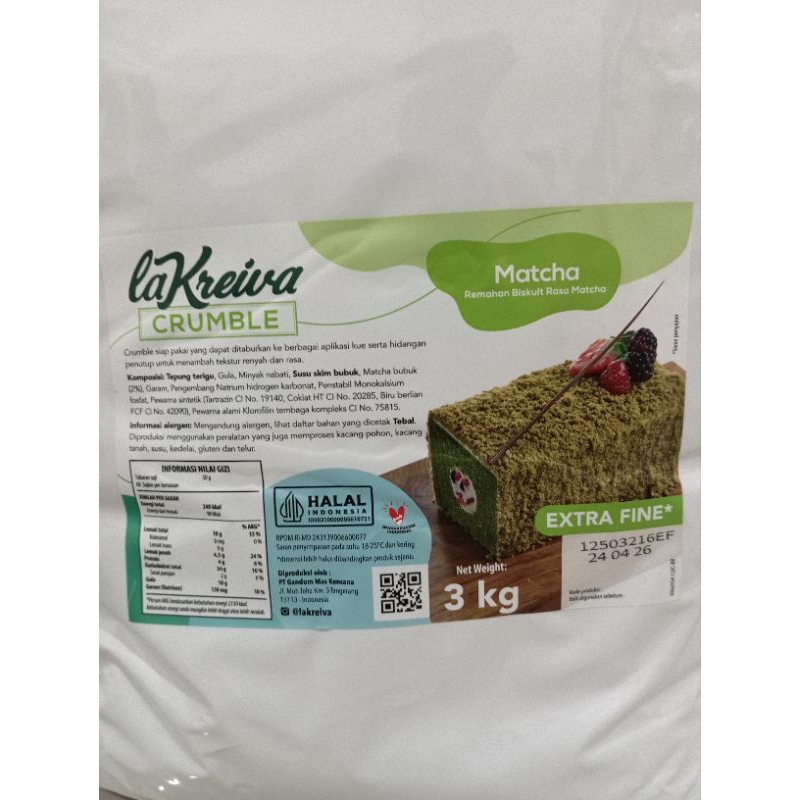 

la kreiva crumble halus matcha 250g | crumble halus green tea 250g | crumble extra fine matcha 250g