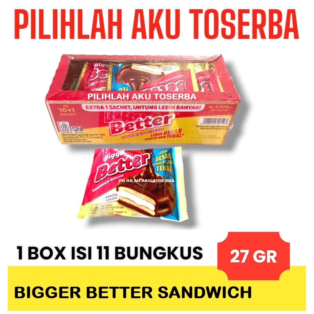 

Biskuit Roma BIGGER BETTER Sandwich kemasan BOX - ( HARGA 1 BOX )