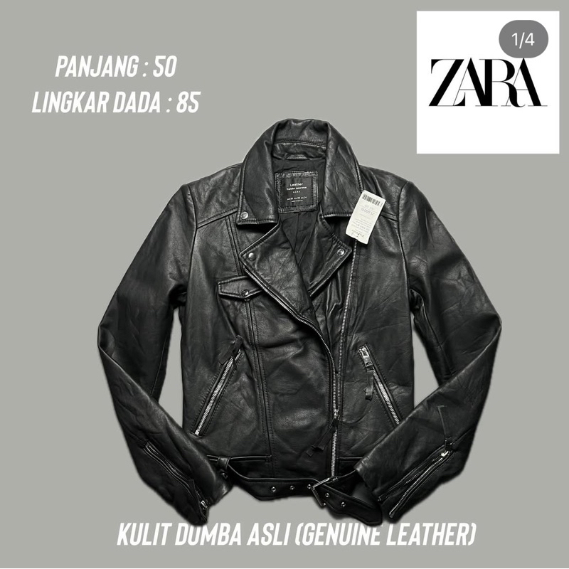 ZARA LEATHER JACKET BIKER RAMONES CROP BELT