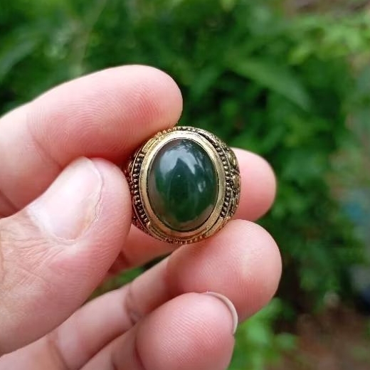 Natural cincin serpentine ijo botol