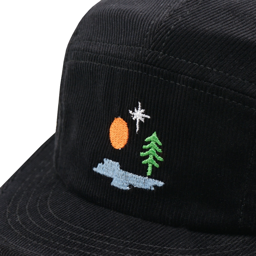 Happy Tuummy Visionflower Ocean Five Panel Hat Corduroy Black