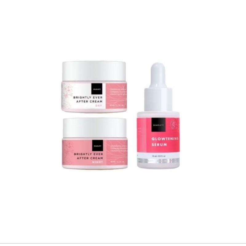 SCARLETT Whitening Paket Glowtening Treatment Cream Serum | Glowtening Series | Skincare  BPOM