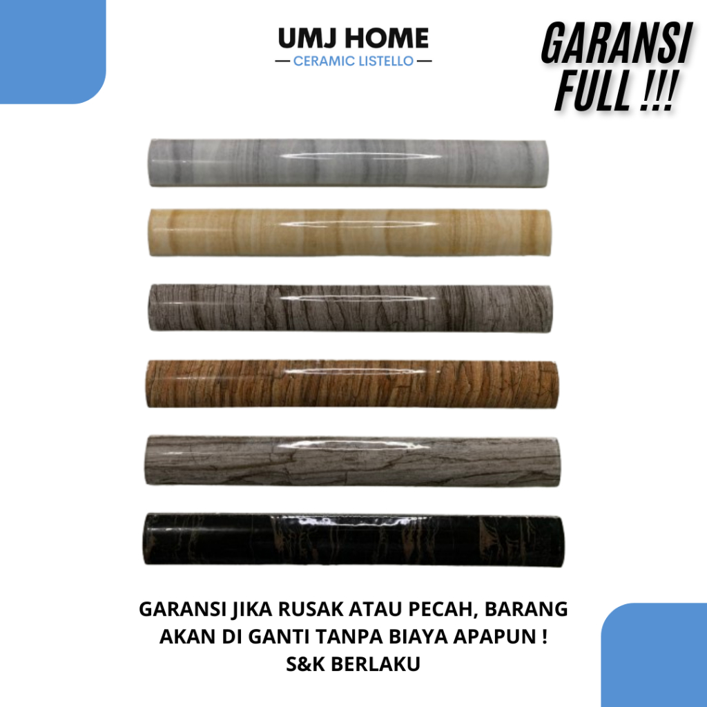 [GARANSI FULL] Lis Keramik Kuku Macan Keramik Motif Urat Kayu Polos 20 cm Import