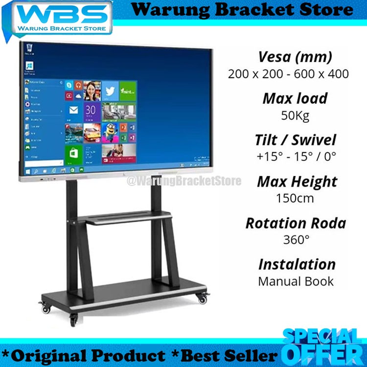 Bracket TV stand/Bracket Stand TV/Bracket Standing TV LED Dorong & Roda 24-32-40-43-50-55-60-65 Inch