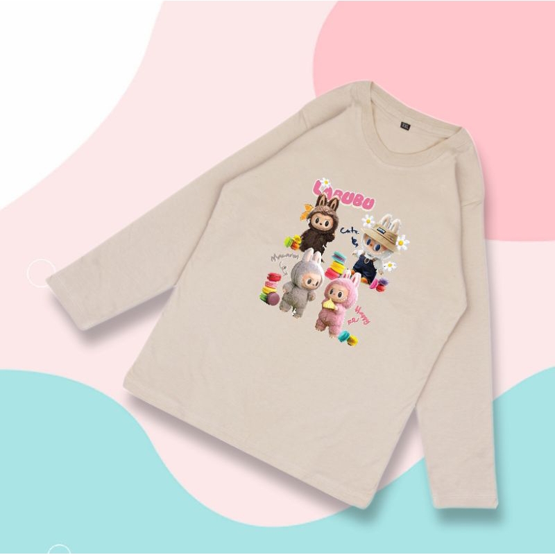 Baju Kaos Anak Perempuan Labubu Family Cute Lengan Panjang 1 2 3 5 6 7 8 9 10 11 12 Tahun