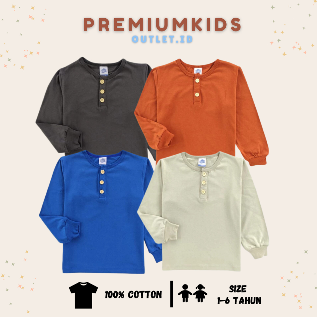 KAOS ANAK PJG HENLEY LAKI LAKI KAOS ANAK KANCING COWOK  1 - 6 Tahun