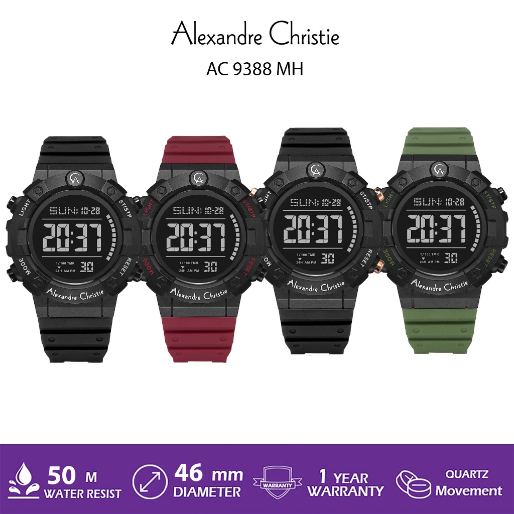 ALEXANDRE CHRISTIE PRIA AC 9388 JAM TANGAN DIGITAL PRIA ALEXANDRE CHRISTIE ORIGINAL