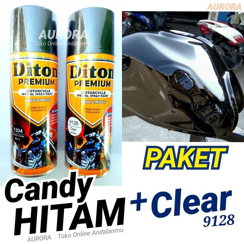 PAKET Diton Premium Candy Tone Black 9304 Candytone Hitam 400ml | Cat Semprot Sepeda Motor Mobil