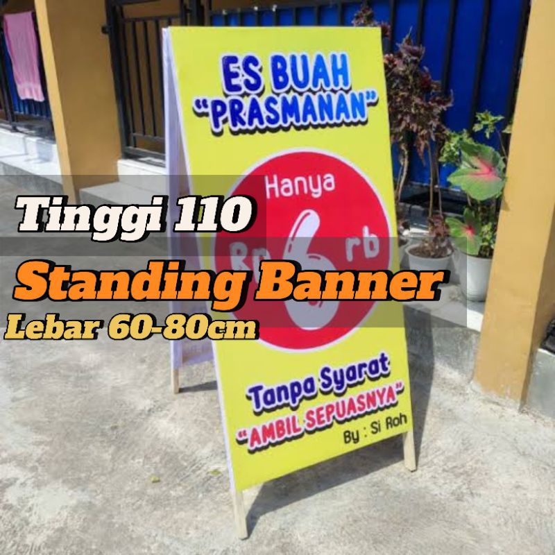 Standing banner kayu 110 cm / Rangka banner kayu/ Standing Banner lipat 2 sisi