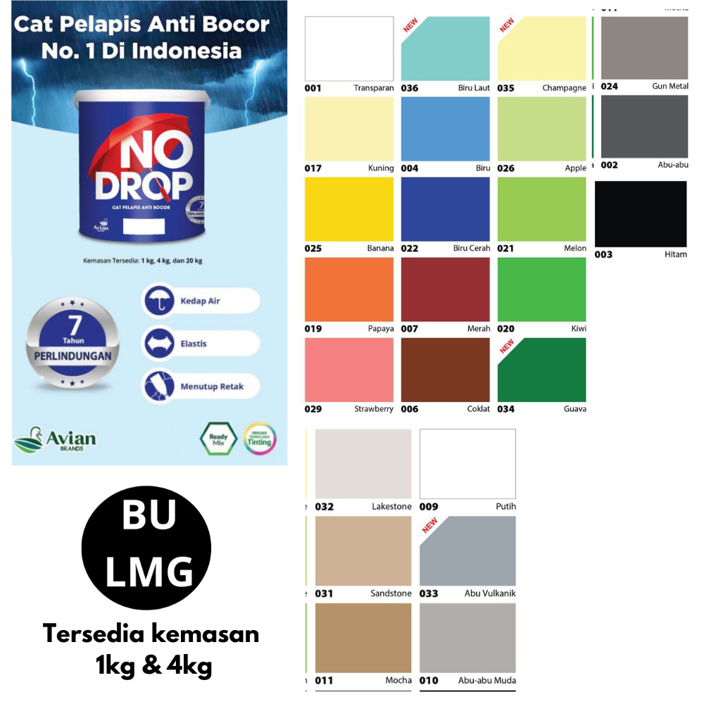 Cat Anti Bocor Premium || Cat Kualitas Premium || No Drop Anti Bocor || No Drop 4Kg [No Drop 4Kg]