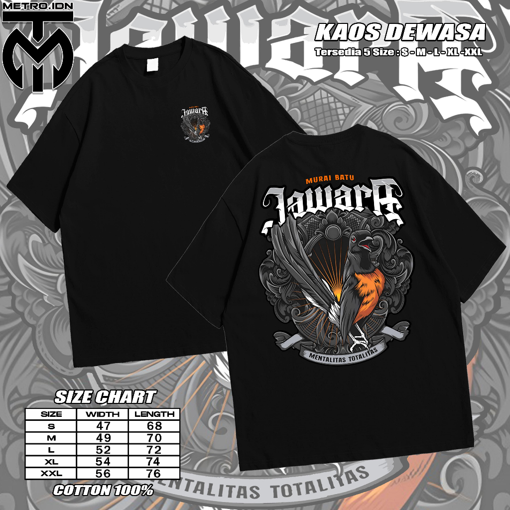 KAOS MURAI BATU JAWARA/KAOS TSHIRT NEW DESAIN PECINTA MURAI BATU/KAOS BURUNG MURAI BATU/Baju Murai M