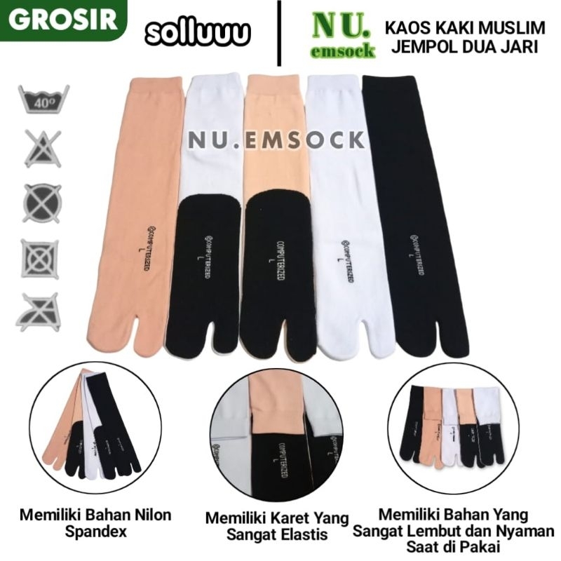 Kaos Kaki Wanita Muslimah Jempol Dua Jari Bahan Tebal Nilon Spandex