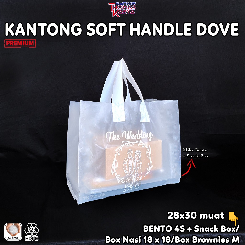 

[ISI 50 PCS] Soft Handle Tali 28x30 THE WEDDING Plastik Bingkisan Pernikahan Souvenir Kado Hampers