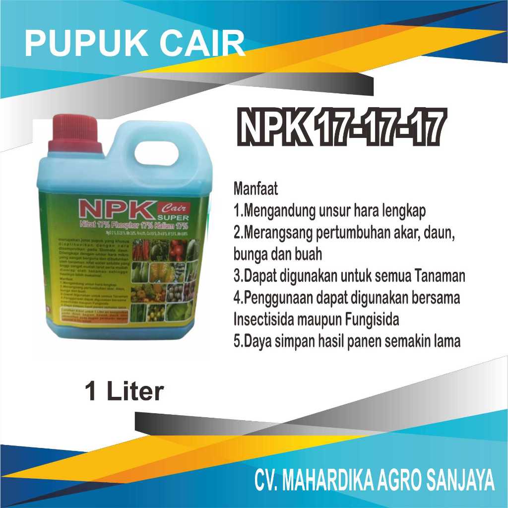Anti Rebah Tanaman Padi Pupuk Pelengkap NPK Cair Super 17 1 LITER penyubur daun, batang, akar, bunga