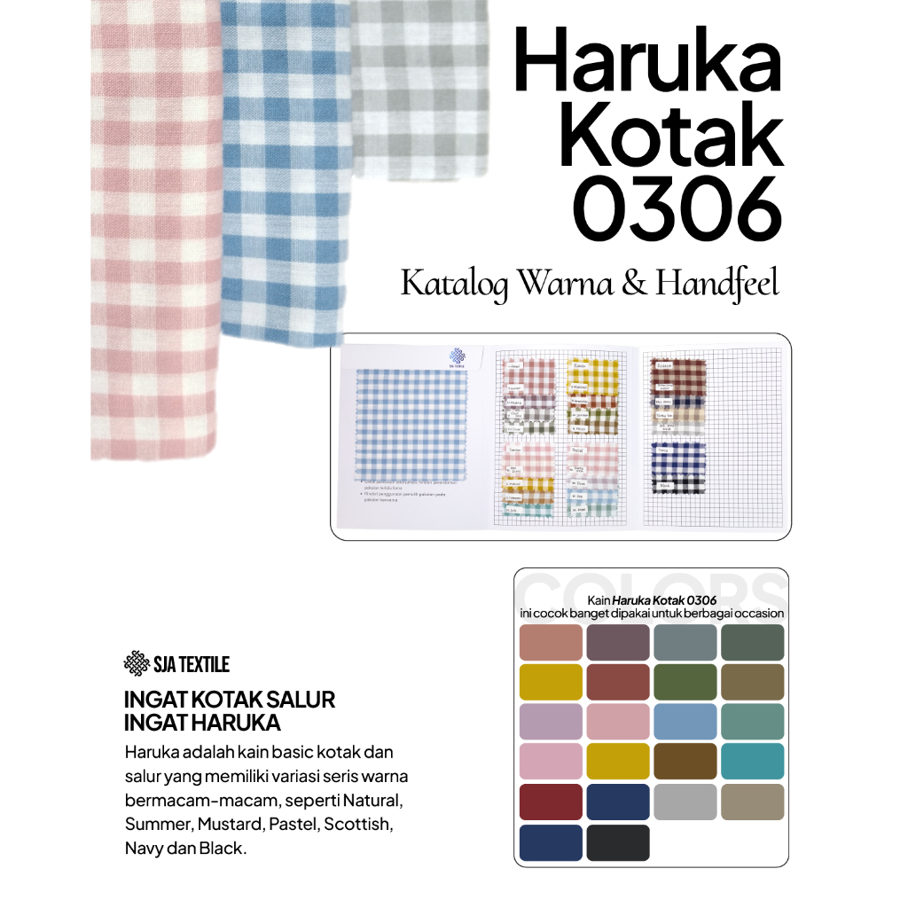 Katalog Haruka Kotak 0306 by SJA Textile / Catalogue Haruka Kotak Catalog Kain Warna dan Handfeel Co