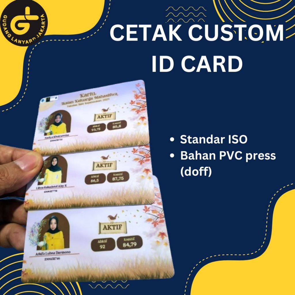 

Cetak Id card DOFF Bahan Pvc PRESS OVEN, kartu member, pelajar, mahasiswa cetak min 11pcs+