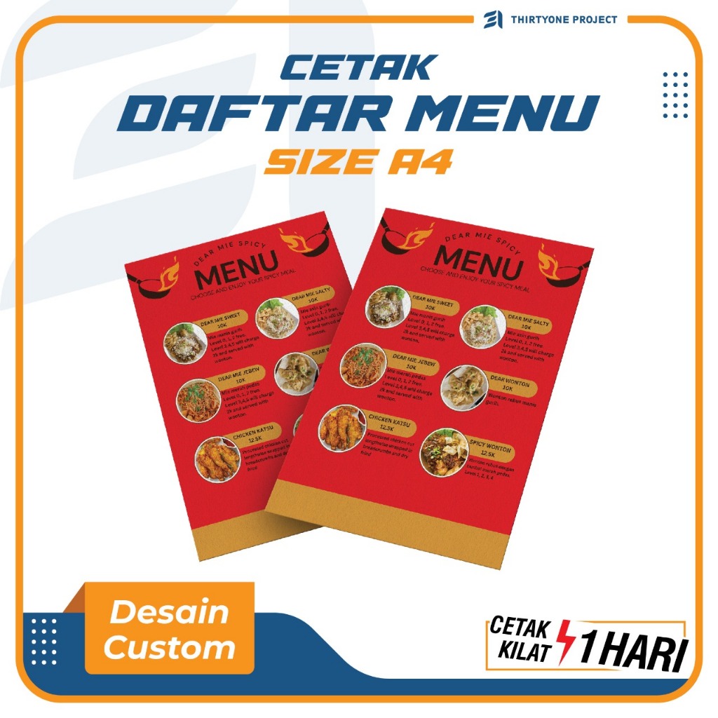 

Cetak Daftar Menu Minuman/Makanan Usaha/Cafe/Resto Custom Desain Ukuran A4/A3+Laminasi